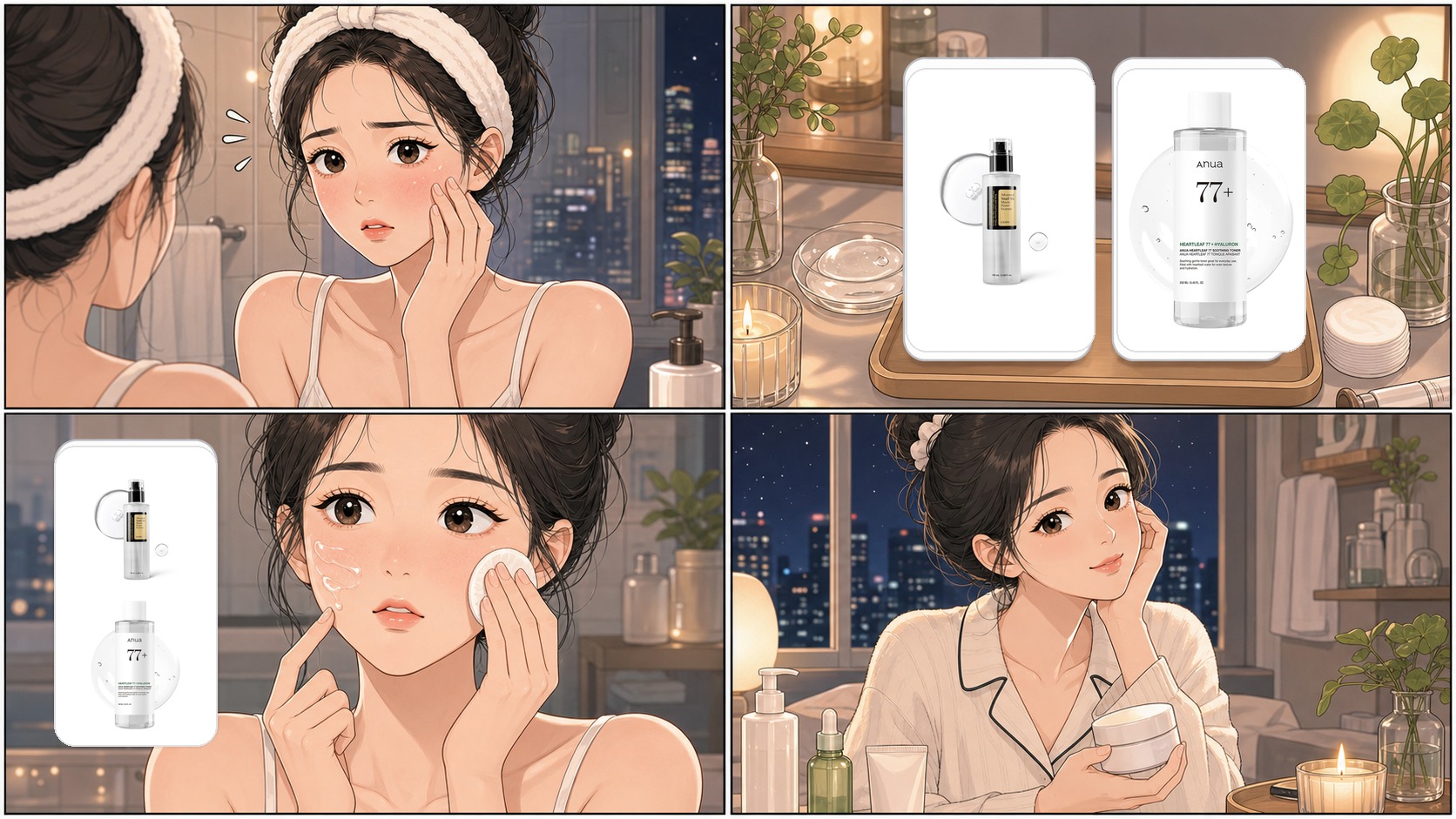 Webtoon comparison of COSRX Snail Mucin vs Anua Heartleaf Toner with real product images