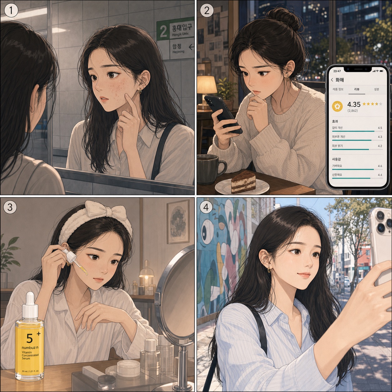 Minji testing numbuzin No.5 Serum for dull uneven skin in Seoul